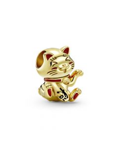 Charms for Bracelet,Pandora Charms,925 Sterling Silver Charms,Charms for Pandora Charm Bracelet,Golden Cute Fortune Cat Charm