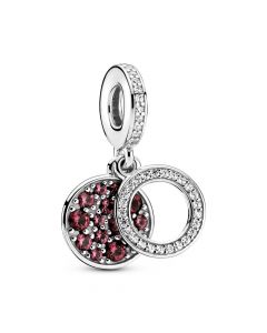 Sparkling Red Disc Double Dangle Charm,Charms for Bracelet,Pandora Charms,925 Sterling Silver Charms,Charms for Pandora Charm Bracelet