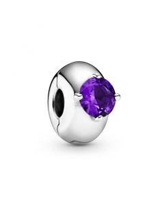 925 Sterling Silver Charms,Pandora Charms,Charms for Pandora Charm Bracelet,Charms for Bracelet,Purple Round Solitaire Clip Charm