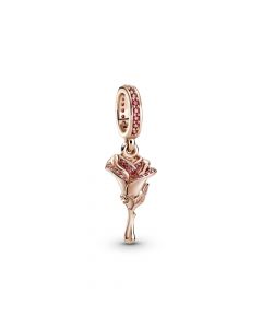 925 Sterling Silver Charms,Rose Flower Red CZ Dangle Charm,Pandora Charms,Charms for Pandora Charm Bracelet,Charms for Bracelet