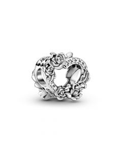 Open Heart & Rose Flowers CZ Charm,Pandora Charms,Charms for Pandora Charm Bracelet,Charms for Bracelet,925 Sterling Silver Charms