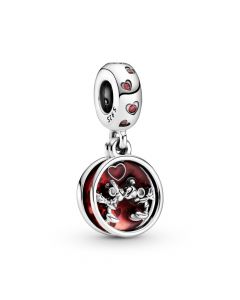 Pandora Charms,Mickey & Minnie Kiss Dangle Heart CZ Charm,Charms for Pandora Charm Bracelet,Charms for Bracelet,925 Sterling Silver Charms