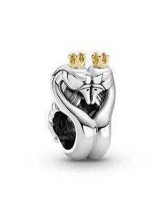 Pandora Charms,Charms for Pandora Charm Bracelet,Pair Swans Heart Gold Bead Charm,Charms for Bracelet,925 Sterling Silver Charms