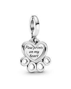 Charms for Bracelet,Charms for Pandora Charm Bracelet,Paw Print Hearts Dangle Charm,Pandora Charms,925 Sterling Silver Charms