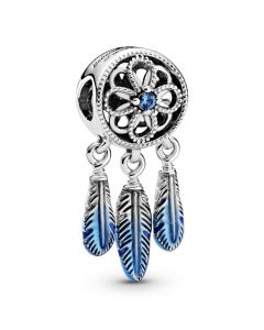 Blue Dreamcatcher Dangle Charm,Charms for Pandora Charm Bracelet,Charms for Bracelet,Pandora Charms,925 Sterling Silver Charms