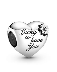 Pandora Charms,Heart & Clover Flower Bead Charm,925 Sterling Silver Charms,Charms for Bracelet,Charms for Pandora Charm Bracelet