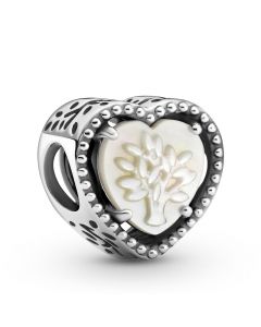 Mother of Pearl Heart & Family Tree Charm,925 Sterling Silver Charms,Charms for Bracelet,Charms for Pandora Charm Bracelet,Pandora Charms