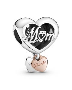 Charms for Pandora Charm Bracelet,Pandora Charms,Rose Thank You Mom Heart Charm,925 Sterling Silver Charms,Charms for Bracelet
