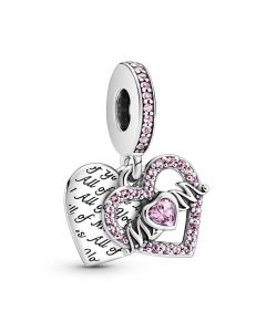 Pink Heart Mom Dangle Charm,925 Sterling Silver Charms,Charms for Pandora Charm Bracelet,Charms for Bracelet,Pandora Charms