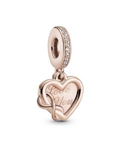 Rose Love You Infinity Heart CZ Dangle Charm,Charms for Pandora Charm Bracelet,925 Sterling Silver Charms,Pandora Charms,Charms for Bracelet