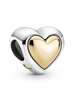 925 Sterling Silver Charms,Pandora Charms,Charms for Bracelet,Domed Golden Heart Charm,Charms for Pandora Charm Bracelet