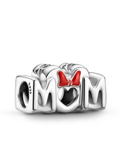 Pandora Charms,Charms for Pandora Charm Bracelet,Minnie Mouse Mom & Red Bow Charm,925 Sterling Silver Charms,Charms for Bracelet