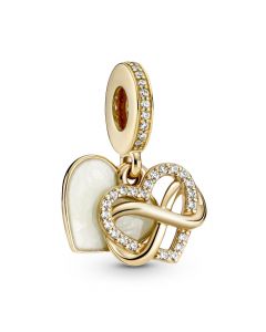 Charms for Bracelet,Golden Sparkling Infinity Heart Dangle Charm,Charms for Pandora Charm Bracelet,Pandora Charms,925 Sterling Silver Charms