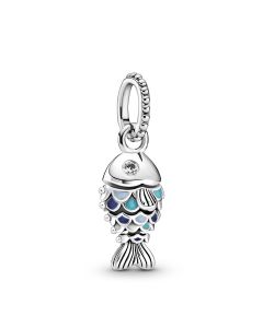 Pandora Charms,Blue Scaled Fish Clear CZ Eyes Dangle Charm,Charms for Pandora Charm Bracelet,Charms for Bracelet,925 Sterling Silver Charms