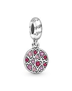 925 Sterling Silver Charms,Charms for Pandora Charm Bracelet,Sparkling Heart Pattern Dangle Charm,Charms for Bracelet,Pandora Charms