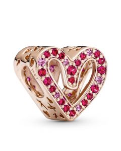 925 Sterling Silver Charms,Charms for Pandora Charm Bracelet,Pandora Charms,Sparkling Ruby Red & Pink Freehand Heart Charm