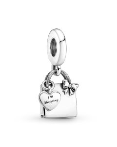 Shopping Bag Dangle Charm,Charms for Bracelet,Charms for Pandora Charm Bracelet,Pandora Charms,925 Sterling Silver Charms
