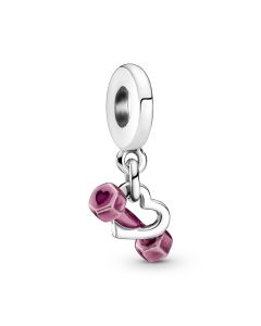Dumbbell & Heart Dangle Charm,Charms for Bracelet,925 Sterling Silver Charms,Pandora Charms,Charms for Pandora Charm Bracelet