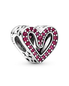 Pandora Charms,925 Sterling Silver Charms,Charms for Bracelet,Sparkling Ruby Red Freehand Heart Charm,Charms for Pandora Charm Bracelet
