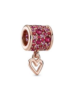 Charms for Pandora Charm Bracelet,925 Sterling Silver Charms,Pavé Freehand Heart Barrel Charm,Pandora Charms,Charms for Bracelet
