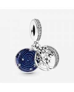 Charms for Pandora Charm Bracelet,Charms for Bracelet,Double Dangle Tree & Galaxy Moon Charm,Pandora Charms,925 Sterling Silver Charms
