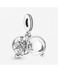 925 Sterling Silver Charms,Charms for Bracelet,Pandora Charms,Charms for Pandora Charm Bracelet,Magnified Star Double Dangle Charm