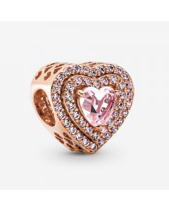 Pandora Charms,Rose Sparkling Levelled Heart Charm,Charms for Pandora Charm Bracelet,Charms for Bracelet,925 Sterling Silver Charms