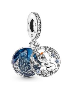 925 Sterling Silver Charms,Pandora Charms,Charms for Pandora Charm Bracelet,Frozen Snow Olaf Double Dangle Charm,Charms for Bracelet