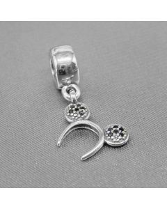 Pandora Charms,925 Sterling Silver Charms,Mickey Ear Headband Black Zircon Pendant Charm,Charms for Pandora Charm Bracelet