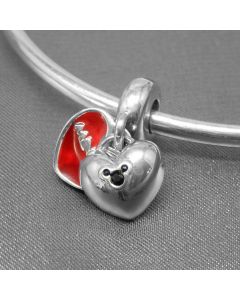 925 Sterling Silver Charms,Charms for Pandora Charm Bracelet,Charms for Bracelet,Pandora Charms,Mickey Red Heart Black Zircon Pendant Charm