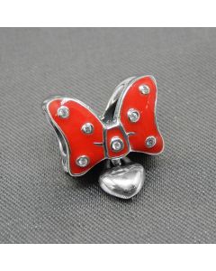 Red Butterfly Shape Zircon Heart Pendant Charm,Pandora Charms,925 Sterling Silver Charms,Charms for Pandora Charm Bracelet