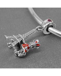 Pandora Charms,Eiffel Tower Red Minnie Bow Purple Heart Pendant Charm,925 Sterling Silver Charms,Charms for Pandora Charm Bracelet