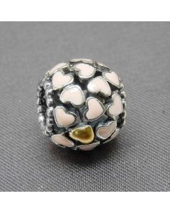 Charms for Pandora Charm Bracelet,925 Sterling Silver Charms,Pandora Charms,Pink with Golden Hearts Openwork Charm,Charms for Bracelet