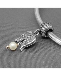 925 Sterling Silver Charms,Charms for Pandora Charm Bracelet,Charms for Bracelet,Angel Wings Pearl Pendant Charm,Pandora Charms