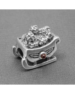 Charms for Bracelet,925 Sterling Silver Charms,Charms for Pandora Charm Bracelet,Pandora Charms,Christmas Gift Sleigh Red Zircon Charm