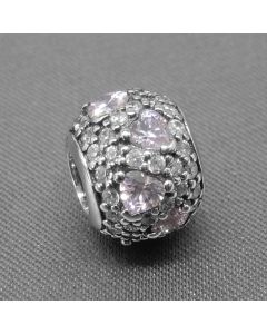 925 Sterling Silver Charms,Charms for Pandora Charm Bracelet,Pink Hearts Zircon Charm,Charms for Bracelet,Pandora Charms