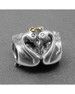 Charms for Pandora Charm Bracelet,925 Sterling Silver Charms,Siamese Swan Heart Golden Crown Charm,Charms for Bracelet,Pandora Charms