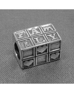 Pandora Charms,Charms for Pandora Charm Bracelet,925 Sterling Silver Charms,3D Rectangle Heart Shape Letters Family Charm