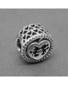 Charms for Pandora Charm Bracelet,925 Sterling Silver Charms,Mickey Minnie Kiss Heart Openwork Zircon Charm,Pandora Charms