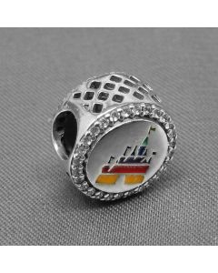 Multi-color Boat Diamond Shape Openwork Zircon Charm,Charms for Pandora Charm Bracelet,925 Sterling Silver Charms,Pandora Charms