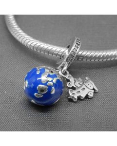 Blue Earth Kid Pendant Charm,Charms for Pandora Charm Bracelet,Charms for Bracelet,Pandora Charms,925 Sterling Silver Charms