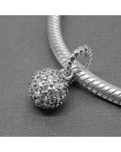 Clear CZ Ball Pendant Charm,925 Sterling Silver Charms,Pandora Charms,Charms for Pandora Charm Bracelet,Charms for Bracelet
