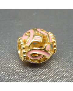 Golden Irregular Pink Lines Twist Charm,Charms for Bracelet,Pandora Charms,925 Sterling Silver Charms,Charms for Pandora Charm Bracelet