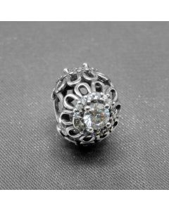 Charms for Pandora Charm Bracelet,925 Sterling Silver Charms,Sunflower Flower Clear Zircon Openwork Charm,Charms for Bracelet,Pandora Charms