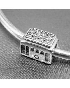 Pandora Charms,Clear Zircon Bus Charm,Charms for Bracelet,925 Sterling Silver Charms,Charms for Pandora Charm Bracelet