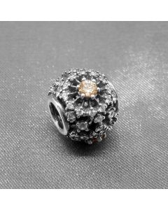 Charms for Bracelet,925 Sterling Silver Charms,Pandora Charms,Charms for Pandora Charm Bracelet,Openwork Snowflake Orange Zircon Charm
