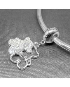 925 Sterling Silver Charms,Sparkling Two bears Clear CZ Zircon Dangle Charm,Charms for Pandora Charm Bracelet,Pandora Charms