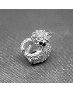 925 Sterling Silver Charms,Charms for Pandora Charm Bracelet,Sparkling Clear CZ Bear with Black Zircon Eyes Charm,Pandora Charms