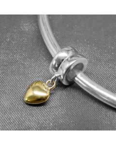 Pandora Charms,Charms for Pandora Charm Bracelet,Golden Heart Dangle Charm,Charms for Bracelet,925 Sterling Silver Charms