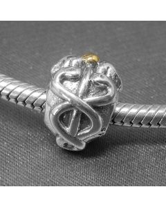 925 Sterling Silver Charms,Snake-shaped Winding Golden Dots Charm,Pandora Charms,Charms for Pandora Charm Bracelet,Charms for Bracelet